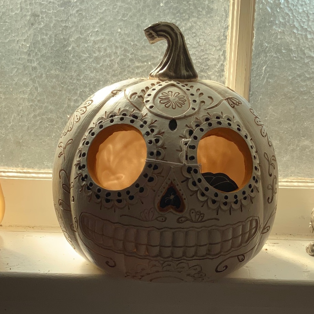 Halloween day of the dead carved pumpkin by Martha Stewart home
